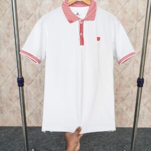 Grey Armour Premium Cotton Plain Polo T-shirt Half Sleeve - White, L