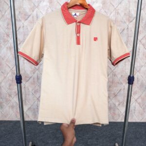 Grey Armour Premium Cotton Plain Polo T-shirt Half Sleeve - Beige, L