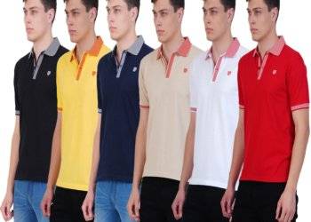 Premium Cotton Solid Jacquard Collar T-shirt Combo (6 Pcs Pack)