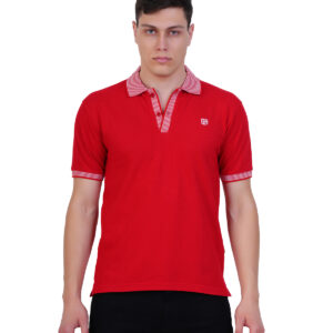 Grey Armour Premium Cotton Plain Polo T-shirt Half Sleeve - Red, L