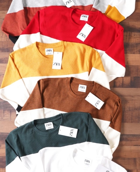 Brand New Zaro Premium Quality Cut & Sew Cotton Full Sleeve T shirt