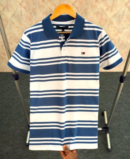 New Premium Soft Quality Cotton Stripes Polo T-shirt