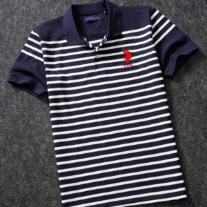 U.S Polo Premium Cotton Stripped Polo T shirt Half Sleeve