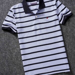 New Classic Premium Cotton Stripped Polo T shirt Half Sleeve