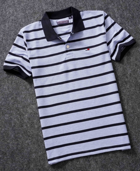 New Classic Premium Cotton Stripped Polo T shirt Half Sleeve