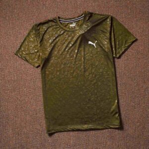 Athletics Sports Premium Quality Embossed Men's Sports Round Neck Tshirt - Olive Green, L