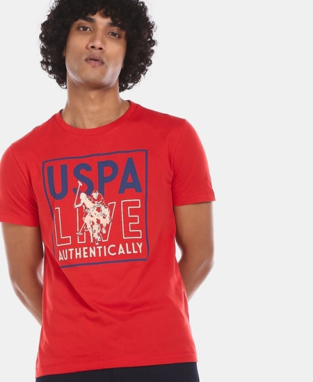 Brand New US Premium Men’s Chest Printed Round Neck T-Shirt