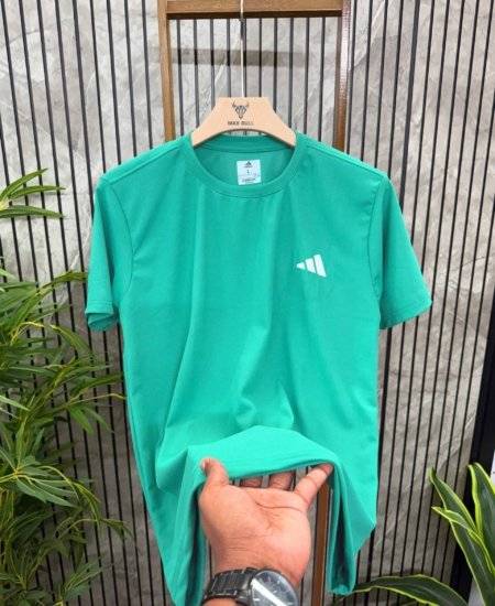 New Mens Sports Plain Lycra Dry Fit Round Neck T-shirt