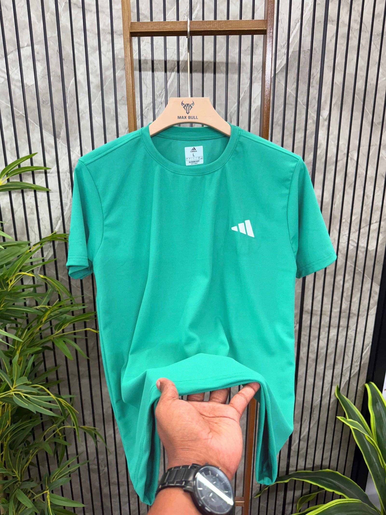 New Mens Sports Plain Lycra Dry Fit Round Neck T-shirt