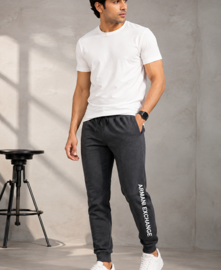 Branded AX Pure Cotton Loop Knit With Cuff Jogger Track Pant