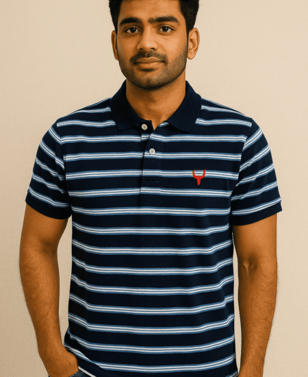 New Premium Cotton Short Stripped Polo T-shirt Half Sleeve