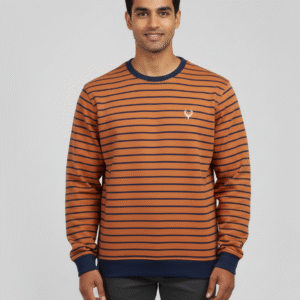 New Trendy Loop Knit Cotton Stripped Sweatshirt Full Sleeve