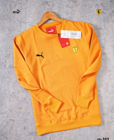 Casual Loop Knit Cotton Chest Logo Sweatshirt Full Sleeve