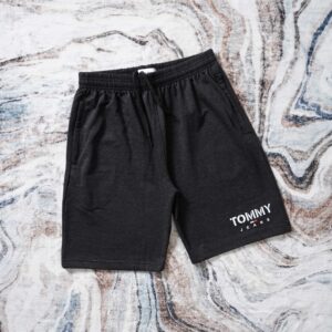 Brand New Tmy Logo Printed Cotton Loop Knit Shorts - Black, L-32