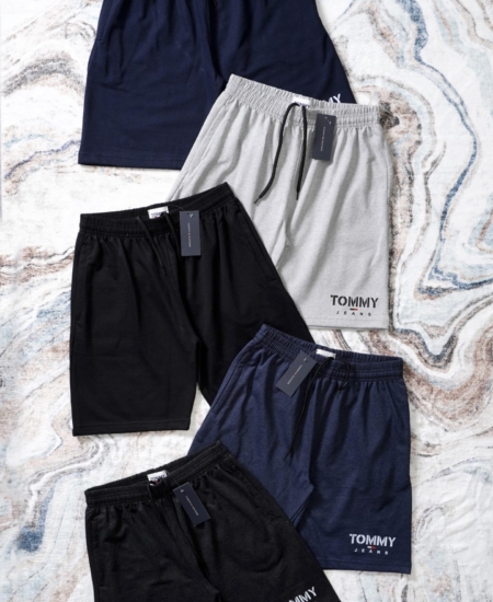 Brand New Tmy Logo Printed Cotton Loop Knit Shorts