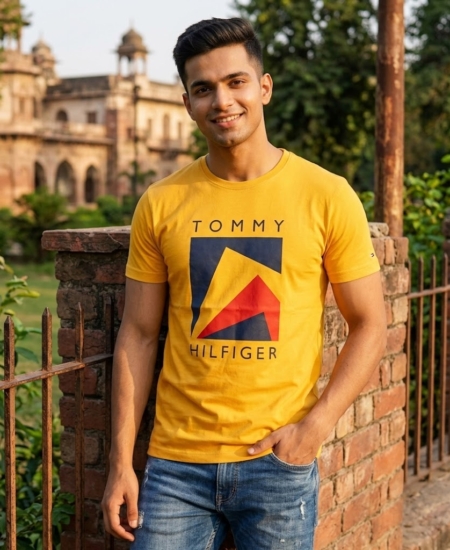 TMY New Premium Pure Cotton Chest Print Round Neck T-Shirt