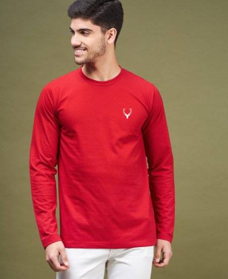 Multi Brand Solid Plain Cotton Round neck Full Sleeve T-Shirt