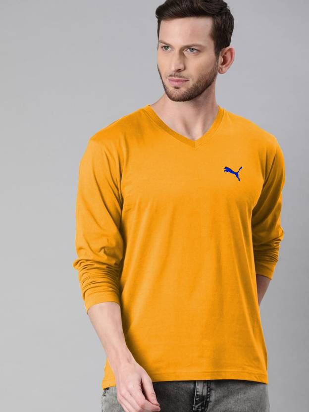 Brand New PMA Solid Plain Cotton V-neck Full Sleeve T-Shirt