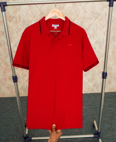 New Trendy Premium Jacquard Cotton Chest Logo Men’s Polo T-shirt