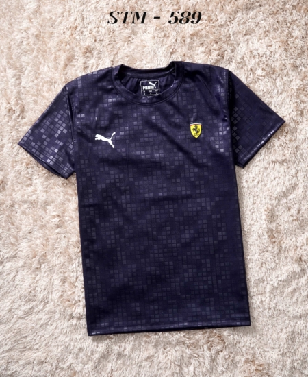 PMA FERRARI Sporty Dry fit Embossed Printed Men’s Sports Round Neck T-shirt