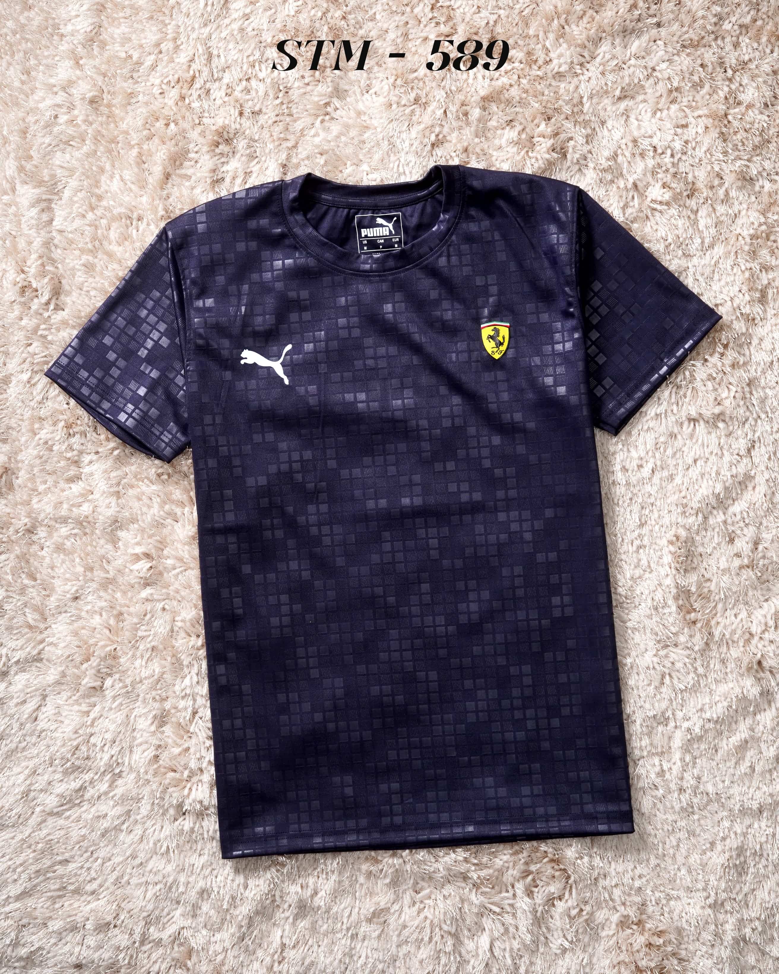 PMA FERRARI Sporty Dry fit Embossed Printed Men’s Sports Round Neck T-shirt