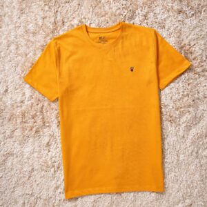 Brand New LUPH Premium Men's Plain Chest Logo Round Neck T-Shirt - Mustard Yellow, L