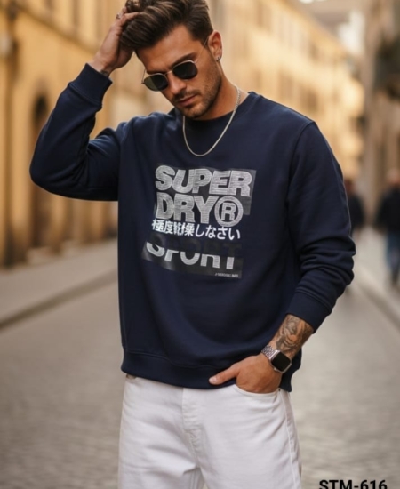 Branded SDRY Premium Quality Loop Knit Printed Sweatshirt Full Sleeve