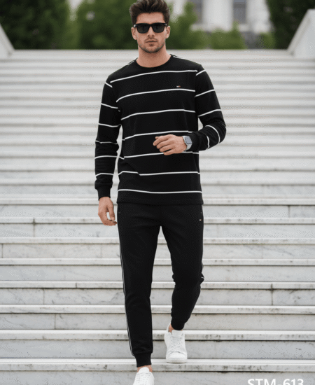 Multi Brand New Trendy Cotton Stripped Round neck Full Sleeve T-shirt