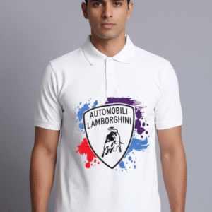 Brand New Lamborgini Premium Cotton Chest Printed Mens Polo T-shirt