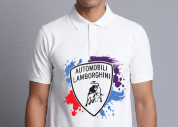 Brand New Lamborgini Premium Cotton Chest Printed Mens Polo T-shirt