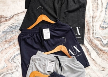 Brand New AX Logo Printed Armin Cotton Loop Knit Shorts