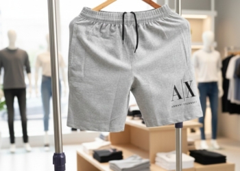 Brand New AX Logo Printed Cotton Loop Knit Shorts