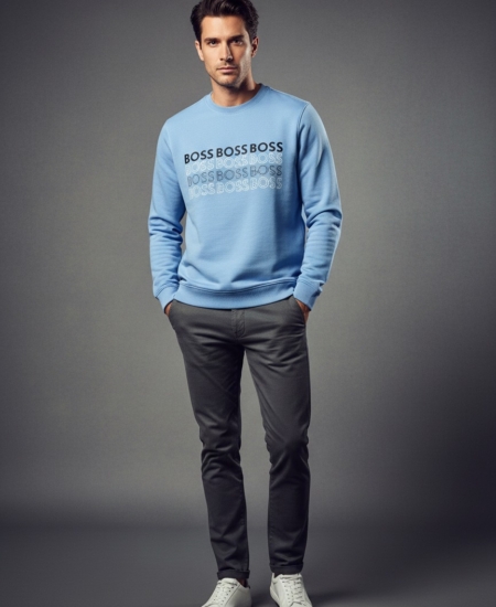 Branded BSS Premium Quality Loop Knit Printed Sweatshirt Full Sleeve