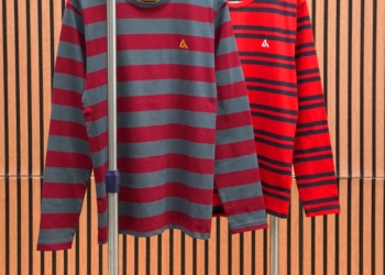 Grey Armour Cotton Stripped Roundneck Full sleeve T-Shirt