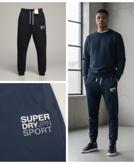 SDRY Premium Cotton Loop Knit Track pant with cuff