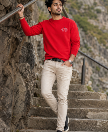Brand TMY Loop Knit Cotton Embroidery Sweatshirt Full Sleeve