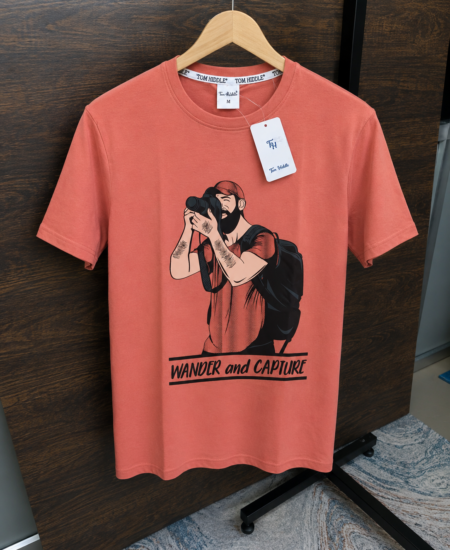 Branded TOM HIDDLE Graphic Printed Cotton Round Neck T-Shirt
