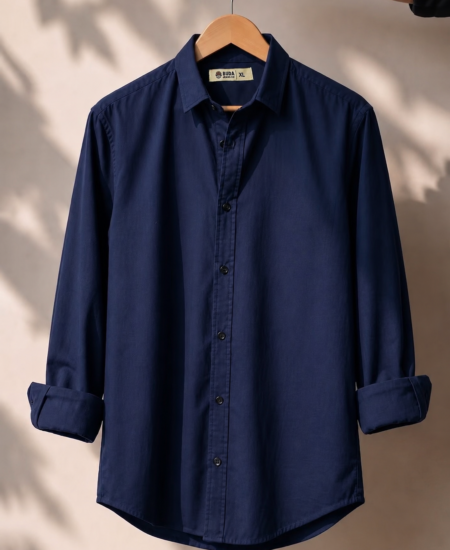 Denim Blue Premium Cotton Shirt Full Sleeve Shirt without Pocket