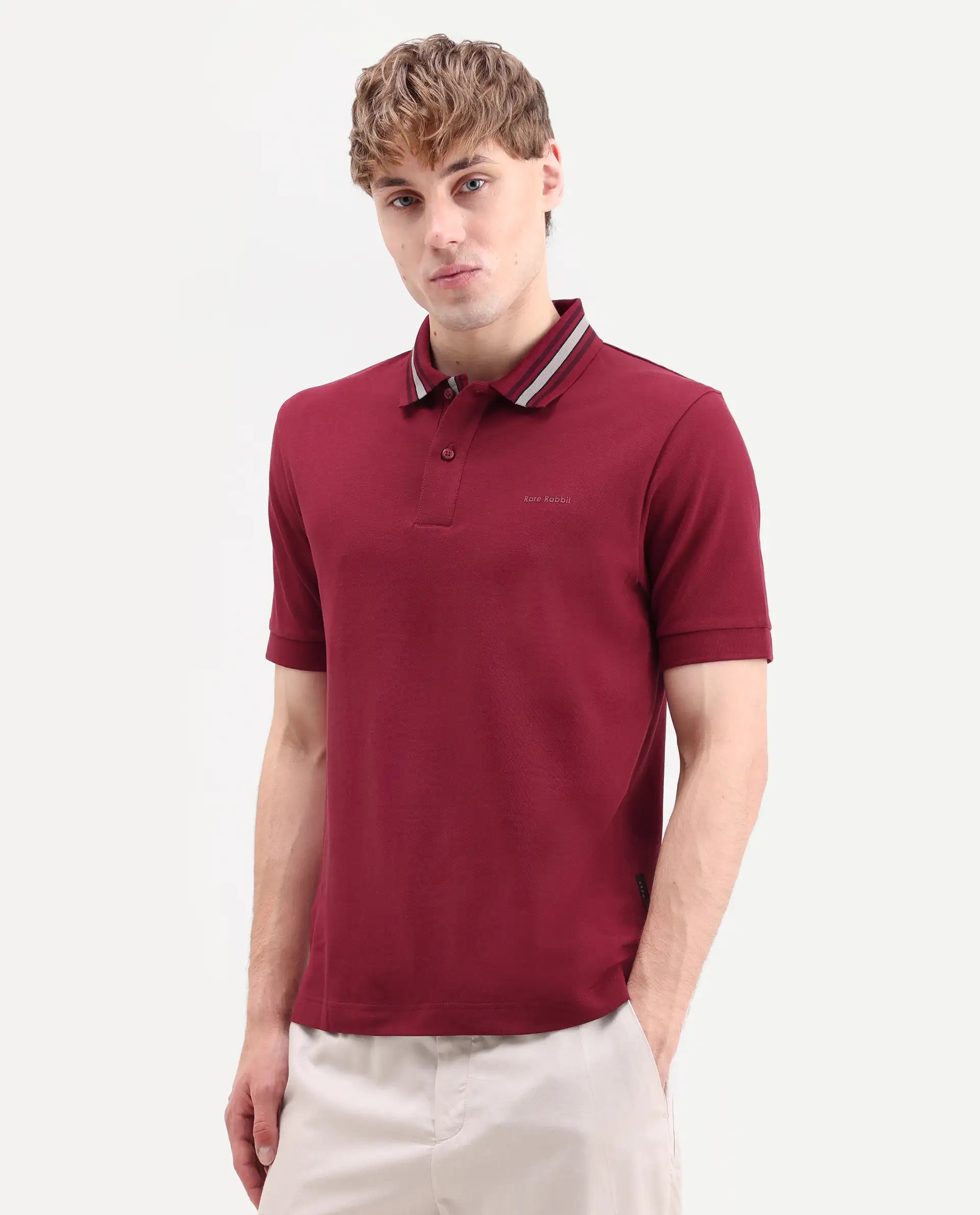New RARE BIT Trendy Premium Jacquard Cotton Chest Logo Men’s Polo T-shirt