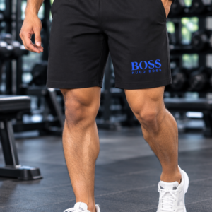 HUG BOS Logo Printed Cotton Loop Knit Shorts [ECONOMIC]