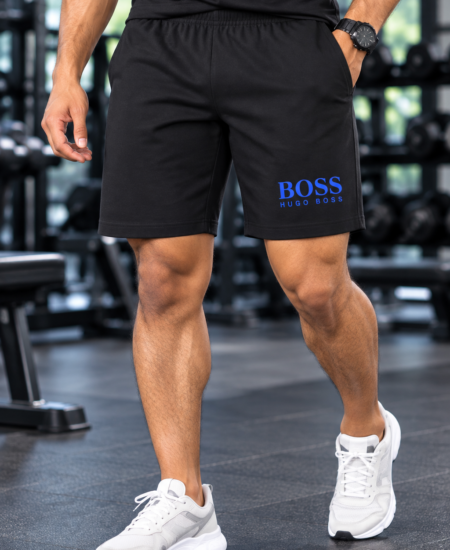 HUG BOS Logo Printed Cotton Loop Knit Shorts [ECONOMIC]