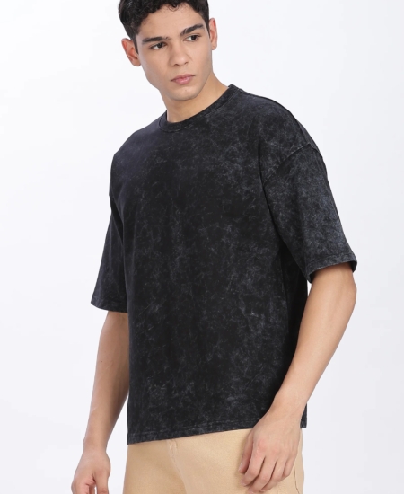 White Label Acid Wash Cotton Drop Shoulder Oversized T-shirt